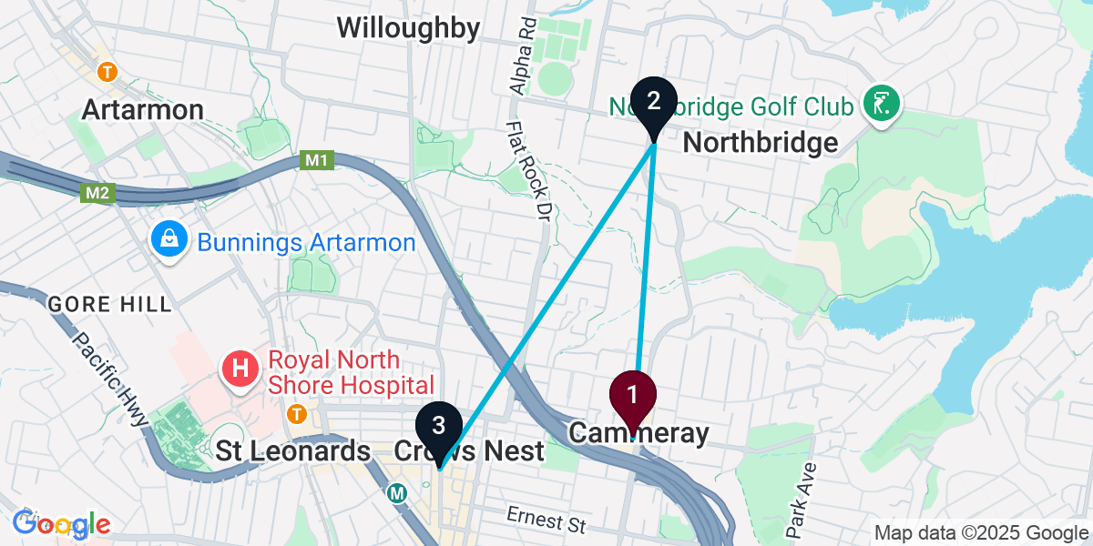 Map for 3-Stop Cammeray Live music Bar Crawl
