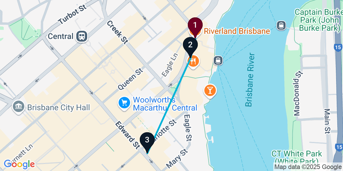 Map for Brisbane City Pub Crawl