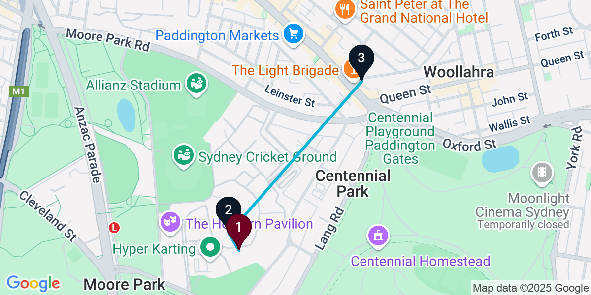 Map for 3-Stop Sydney Cocktail Bar Crawl