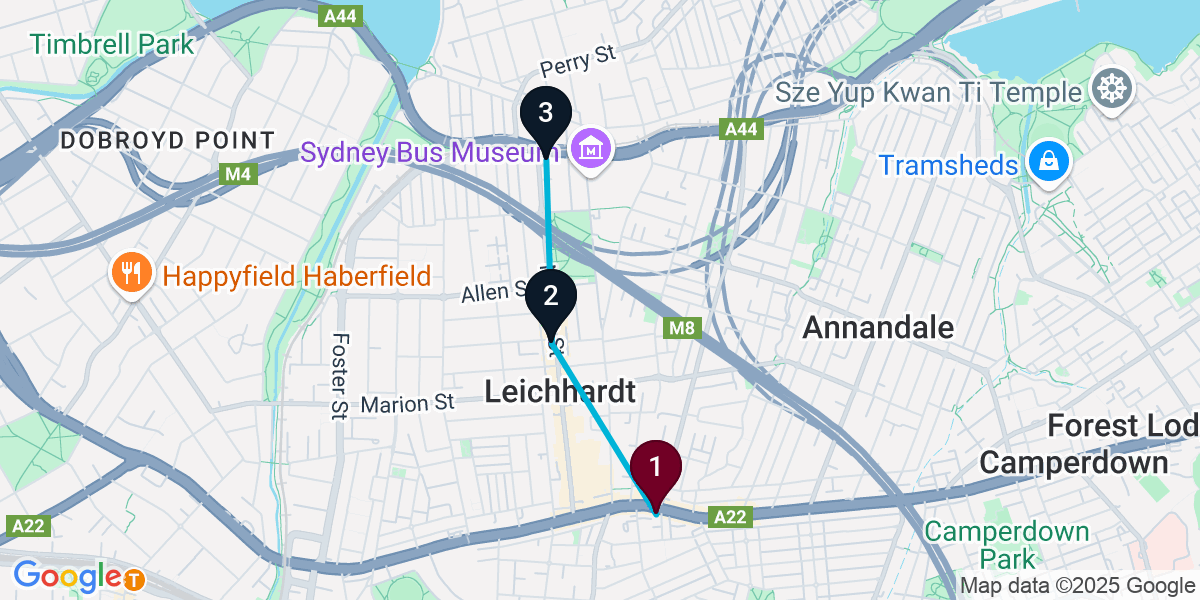 Map for 3-Stop Petersham Rooftop Bar Crawl