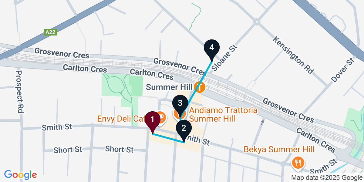 Map for 4-Stop Summer Hill Wine bar Bar Crawl