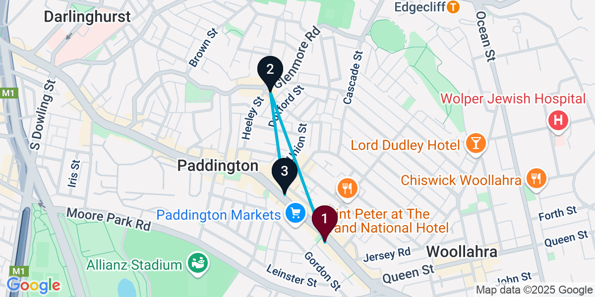Map for 3-Stop Paddington Pub Bar Crawl