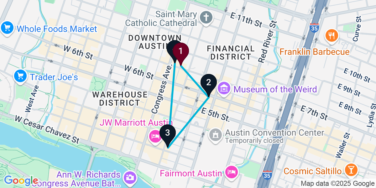 Map for 4-Stop Austin Pub Bar Crawl