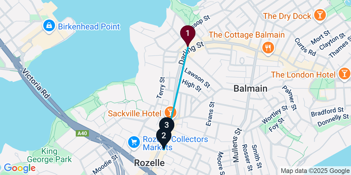 Map for 3-Stop Balmain Wine bar Bar Crawl
