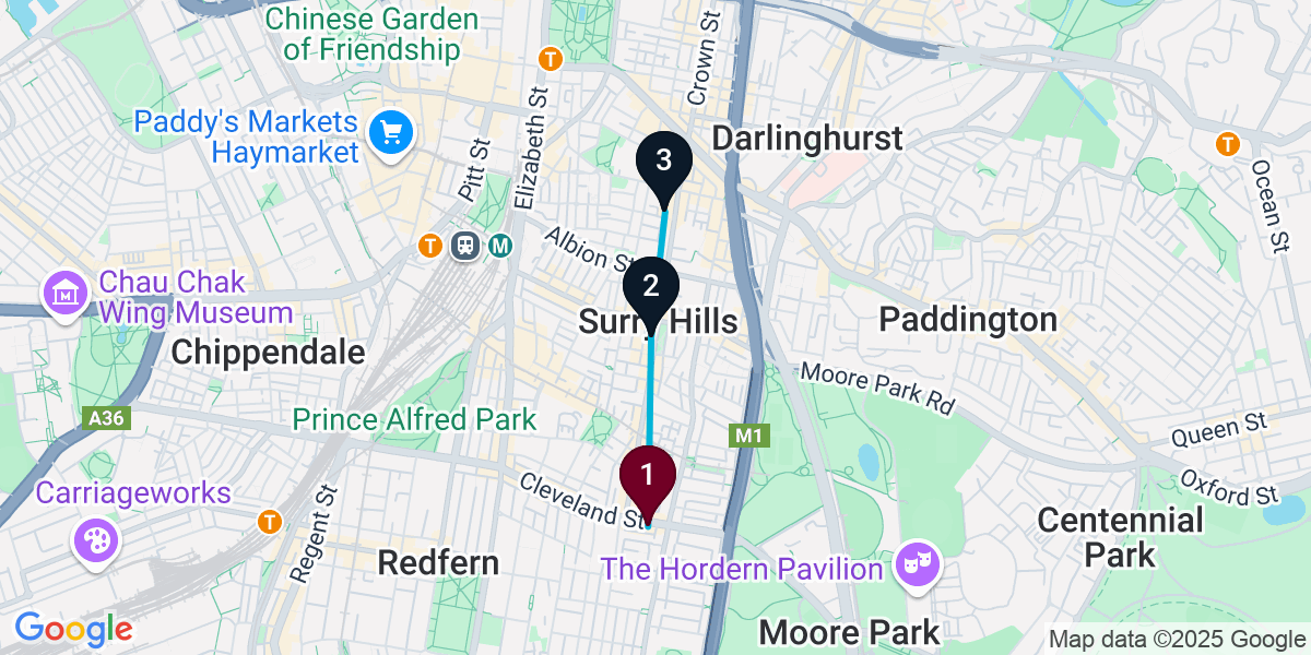 Map for 3-Stop Surry Hills Wine bar Bar Crawl
