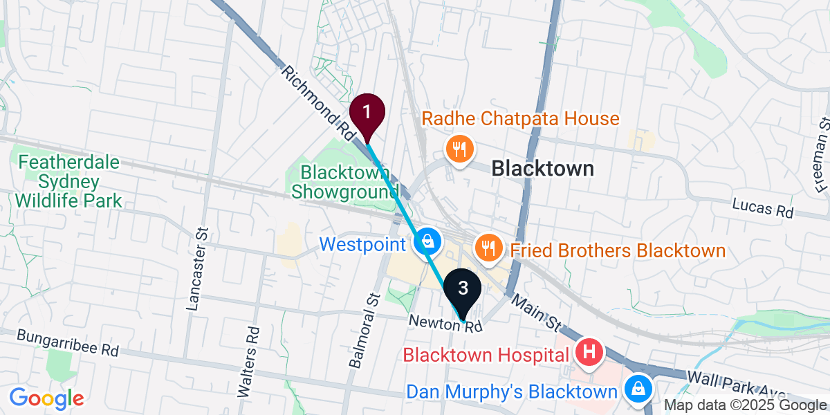 Map for Quick Blacktown Bar Crawl