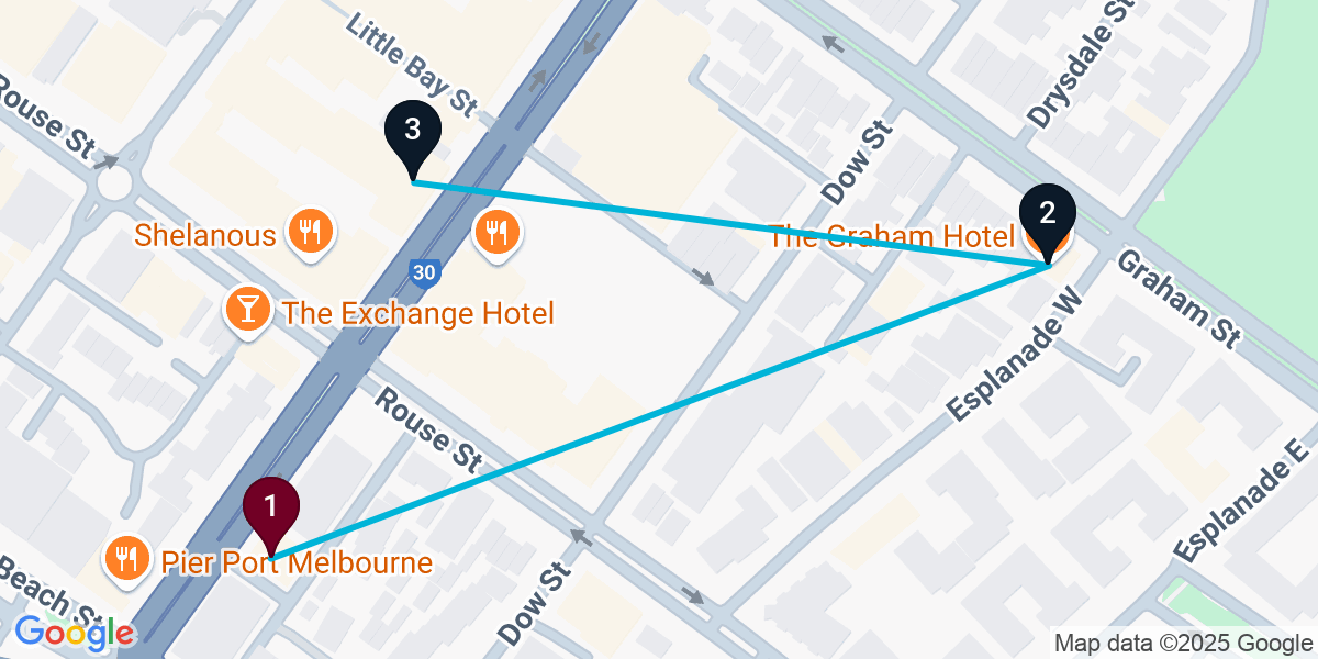 Map for Short Port Melbourne Bar Crawl