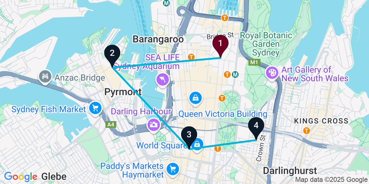 Map for 4-Stop Sydney Sports bar Bar Crawl