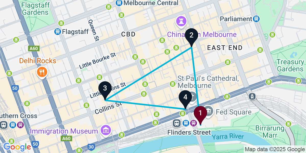 Map for Walkable Melbourne Pub Crawl