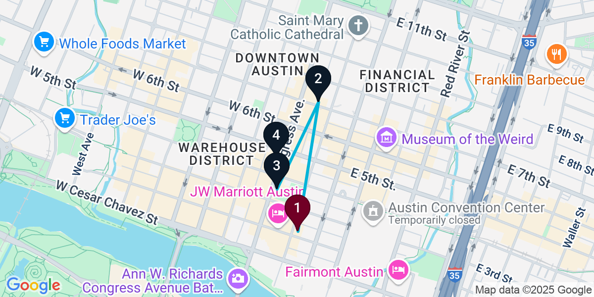 Map for 4-Stop Austin Wine bar Bar Crawl