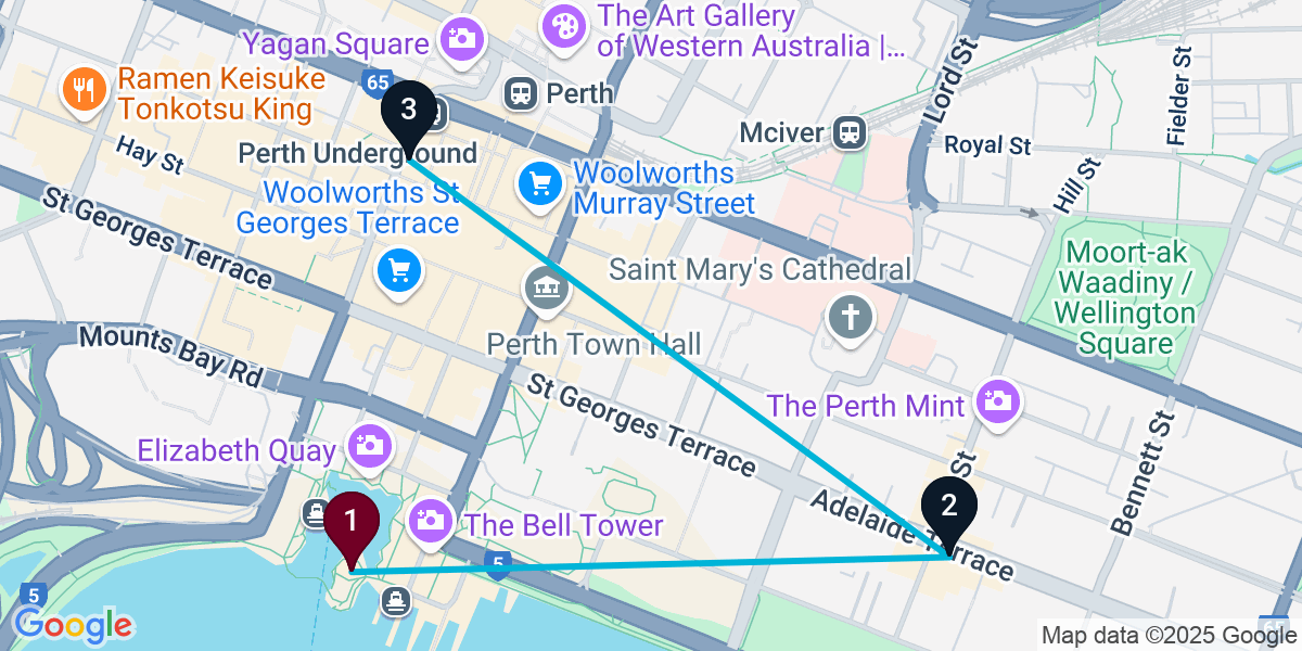 Map for 3-Stop Perth Wine bar Bar Crawl