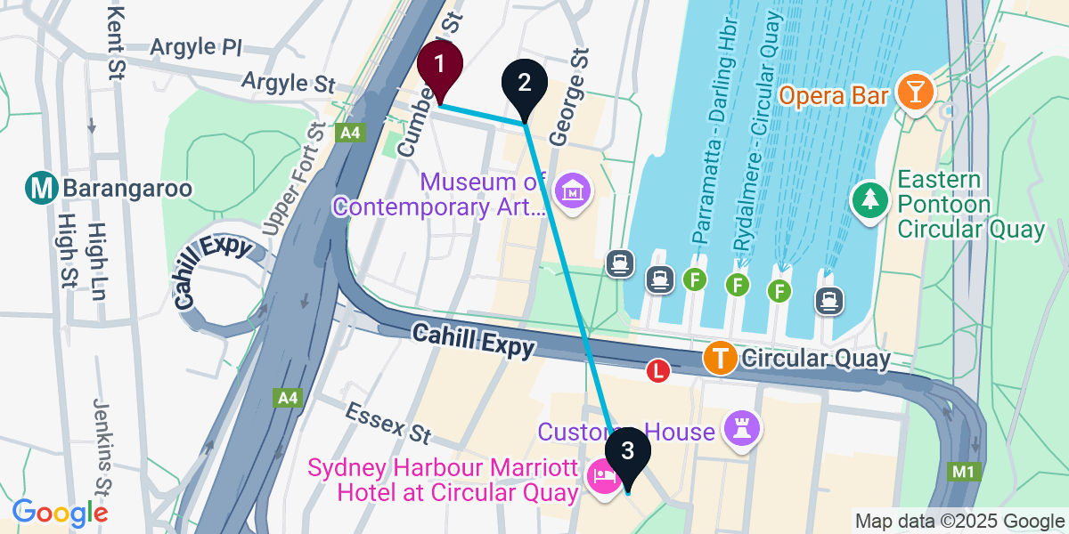 Map for Restaurant Crawl from Saké Restaurant & Bar, The Rocks (3 Stops)