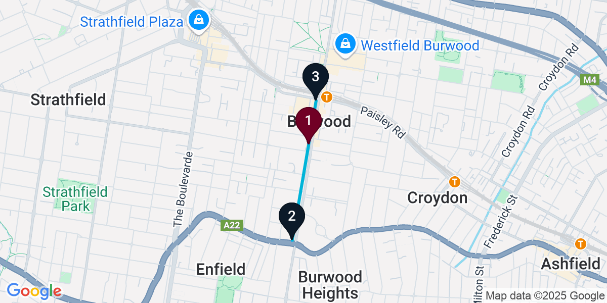 Map for Short Burwood Pub Crawl