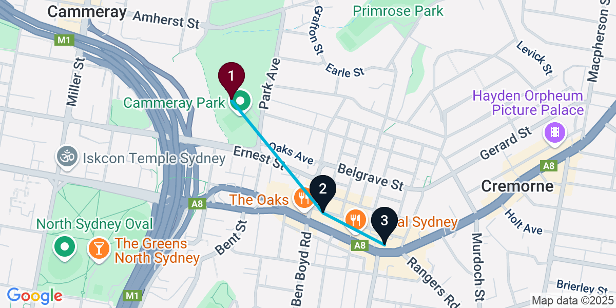Map for 3-Stop Cremorne Wine bar Bar Crawl