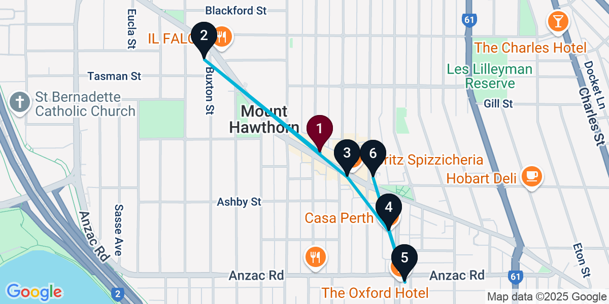 Map for 6-Stop Mount Hawthorn Wine bar Bar Crawl