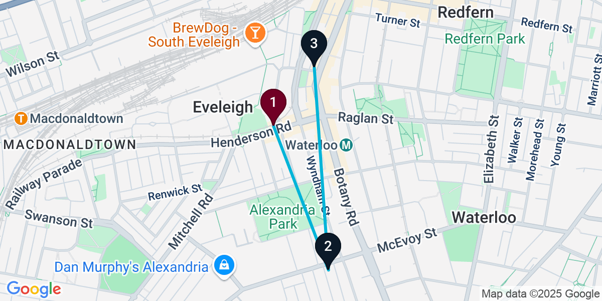 Map for 3-Stop Alexandria Brewery Bar Crawl