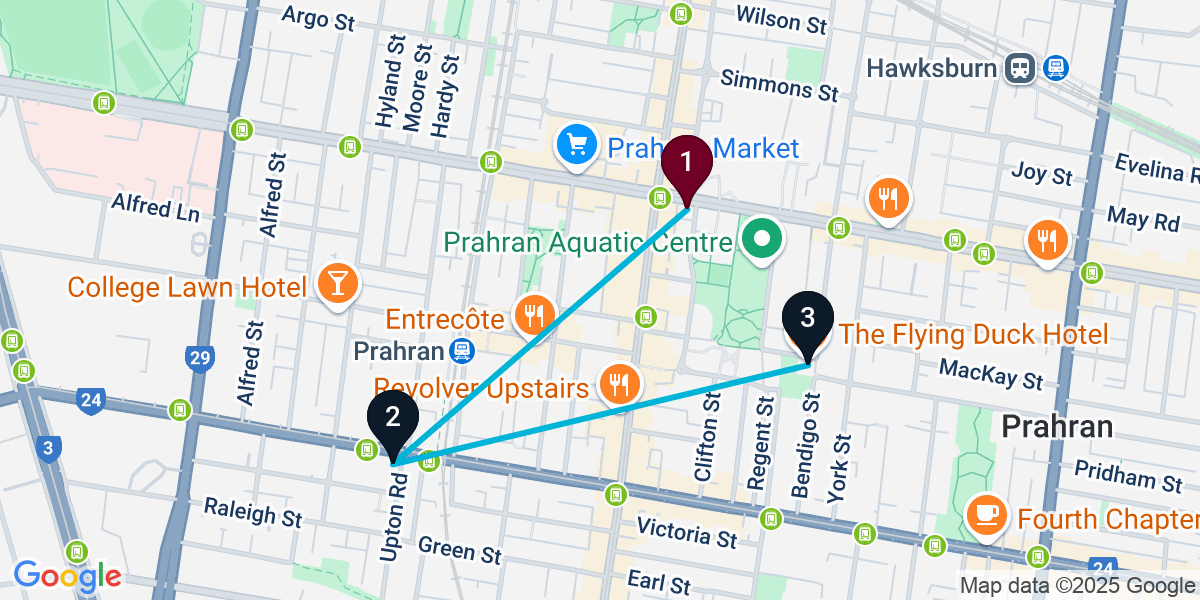 Map for Quick Prahran Pub Crawl