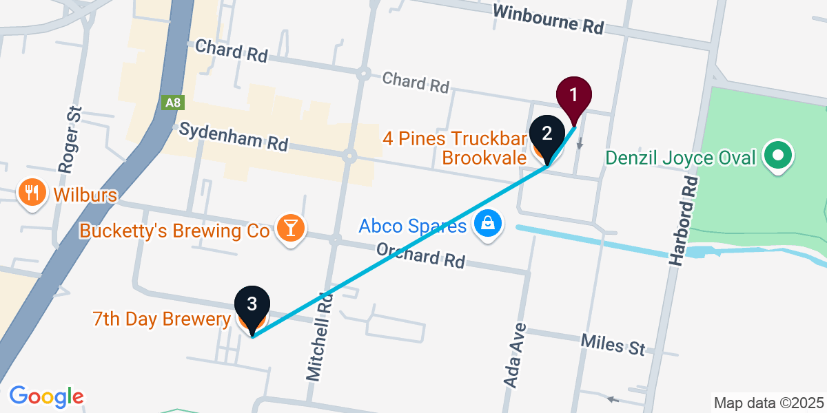 Map for Short Brookvale Pub Crawl