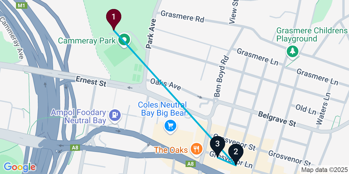 Map for 3-Stop Cremorne Bar Crawl