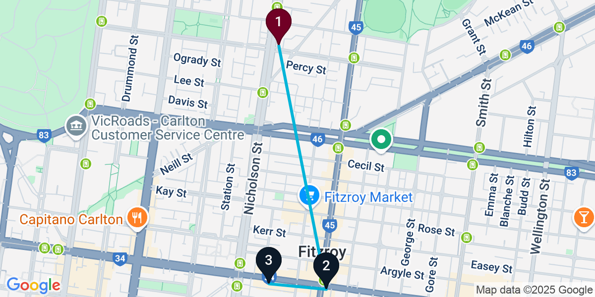 Map for Fitzroy Bar Crawl