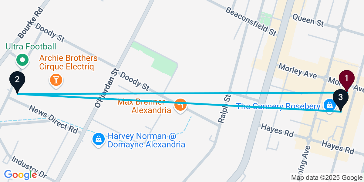 Map for 3-Stop Rosebery Brewery Bar Crawl