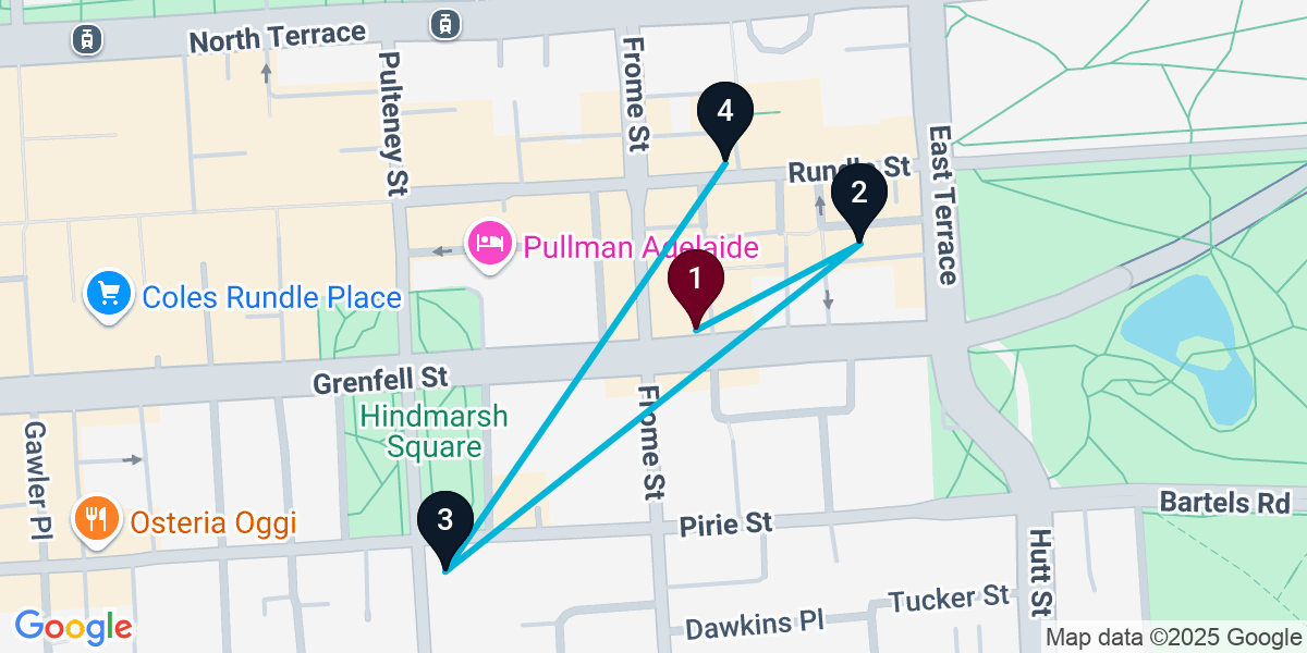 Map for Curated Adelaide Bar Crawl
