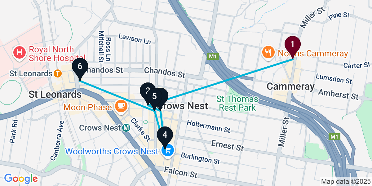 Map for 6-Stop Cammeray Wine bar Bar Crawl