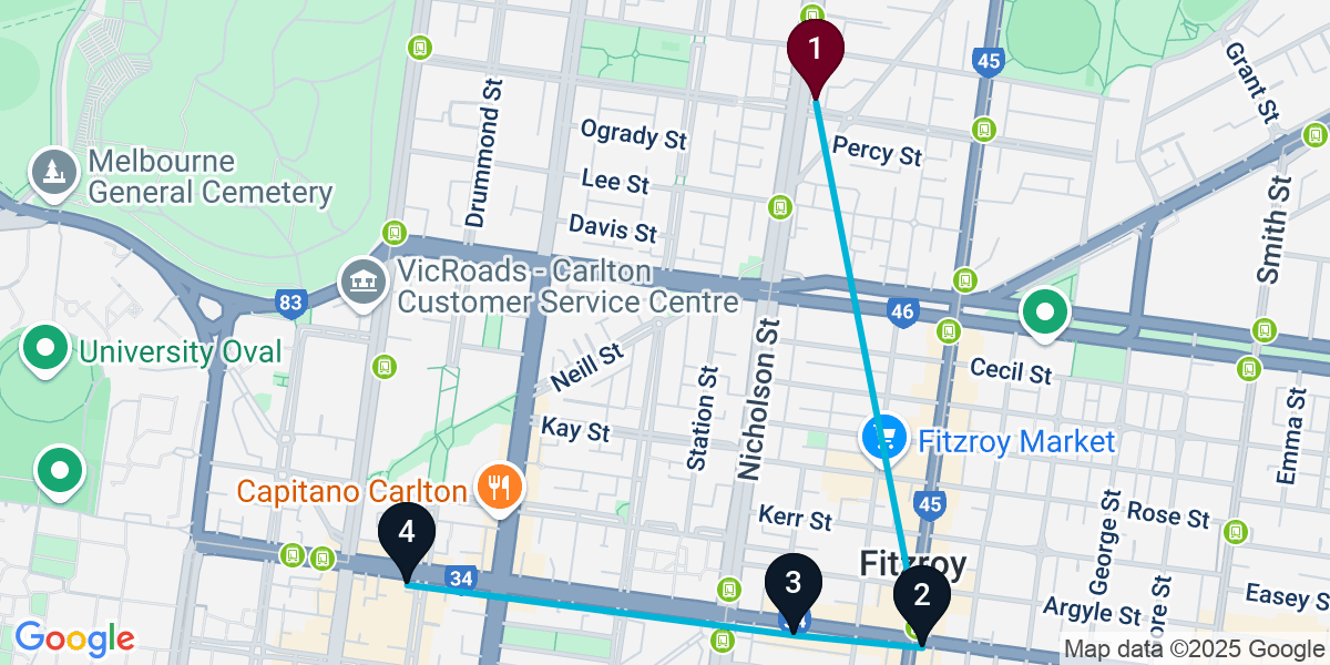 Map for Fitzroy Bar Crawl