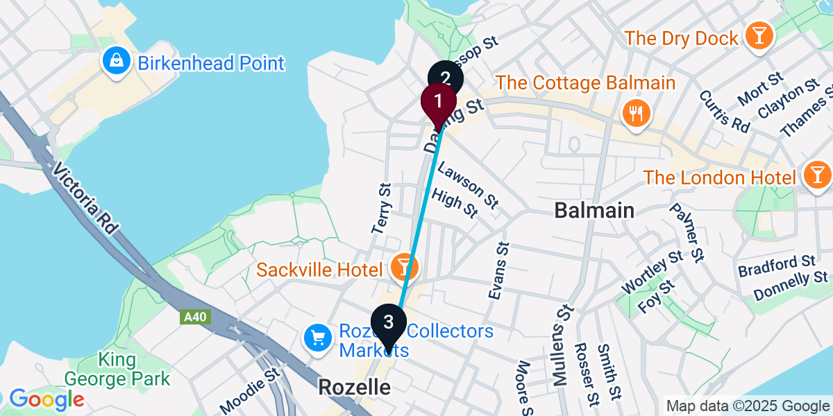 Map for 3-Stop Balmain Wine bar Bar Crawl