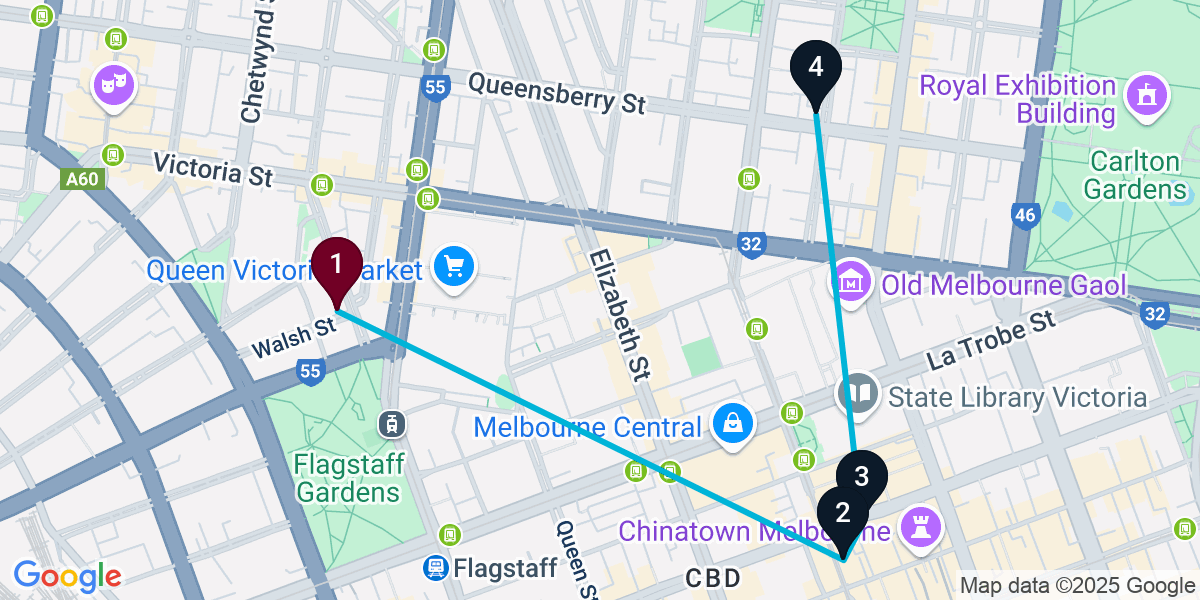 Map for Melbourne Cocktail Bar Crawl