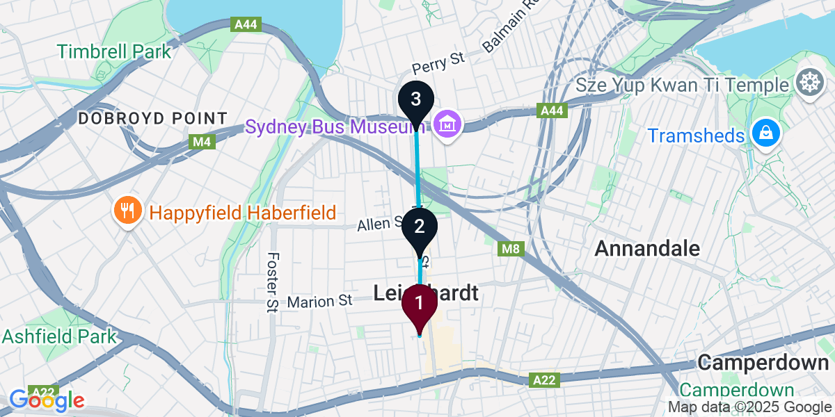 Map for 3-Stop Leichhardt Rooftop Bar Crawl