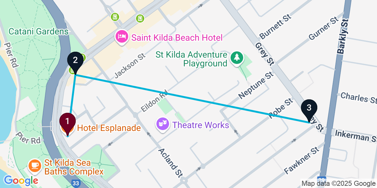 Map for Compact St Kilda Cocktail Bar Crawl