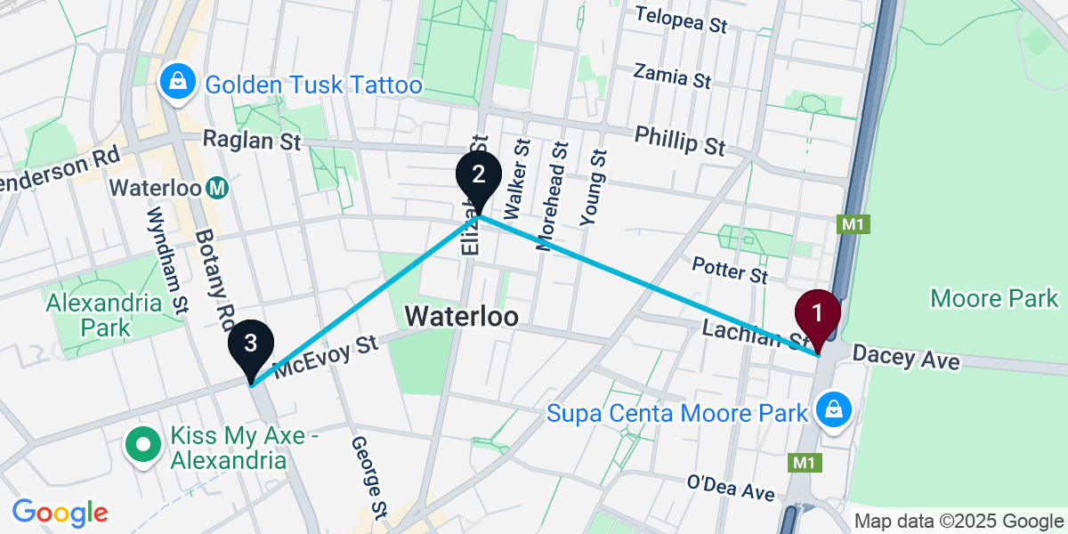Map for 3-Stop Waterloo Pub Bar Crawl