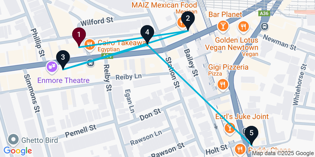 Map for 5-Stop Newtown Wine bar Bar Crawl