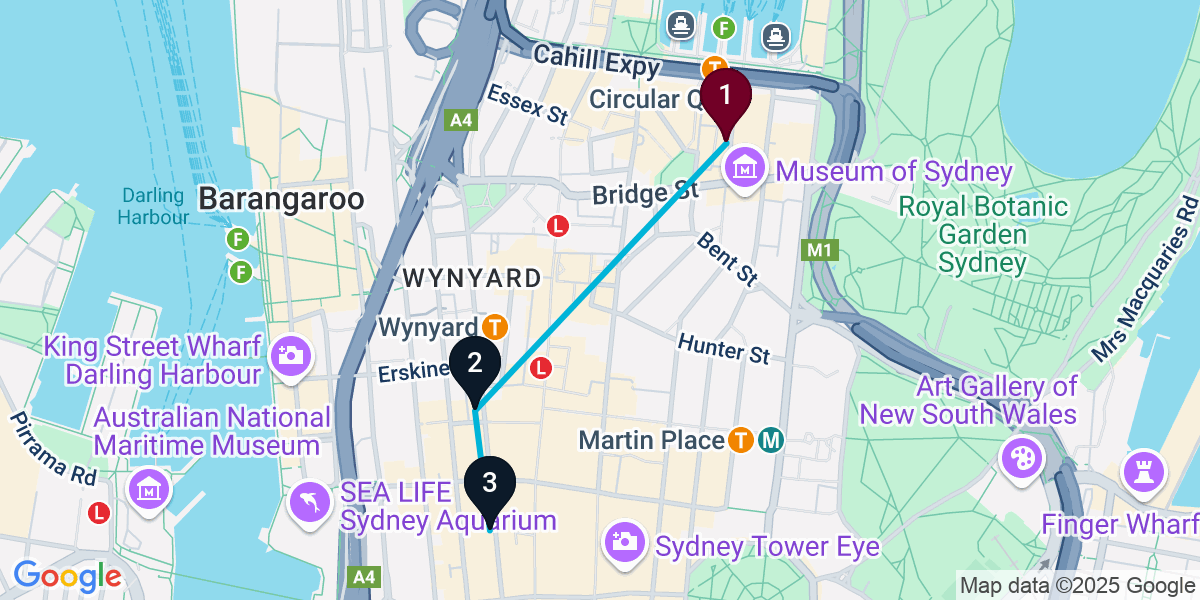 Map for 3-Stop Sydney Speakeasy Bar Crawl