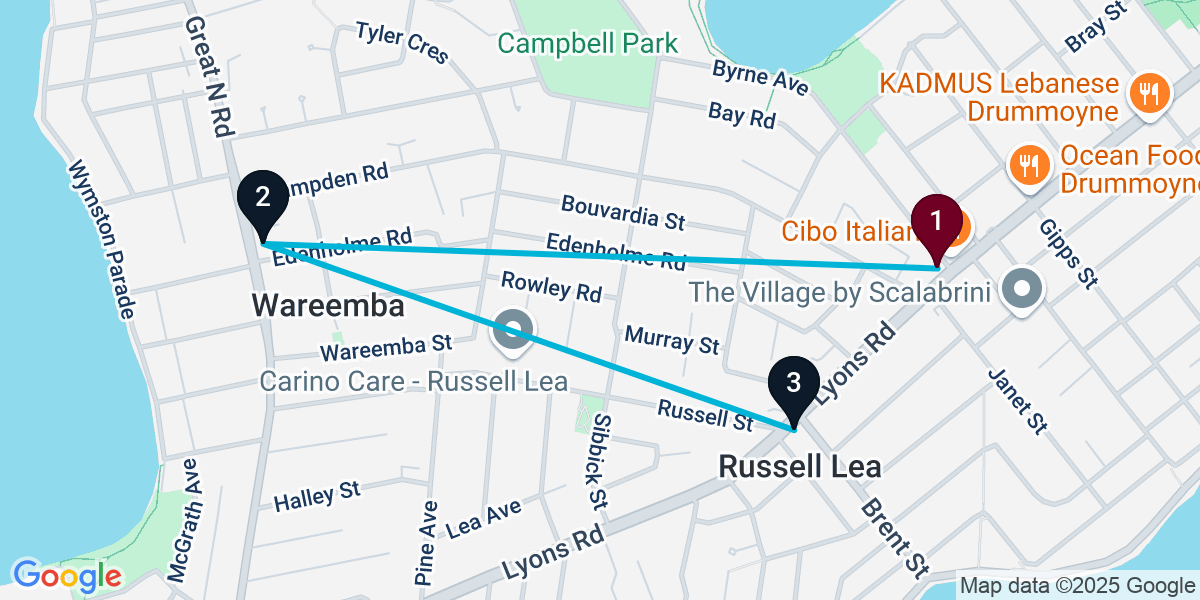 Map for 3-Stop Drummoyne Wine bar Bar Crawl