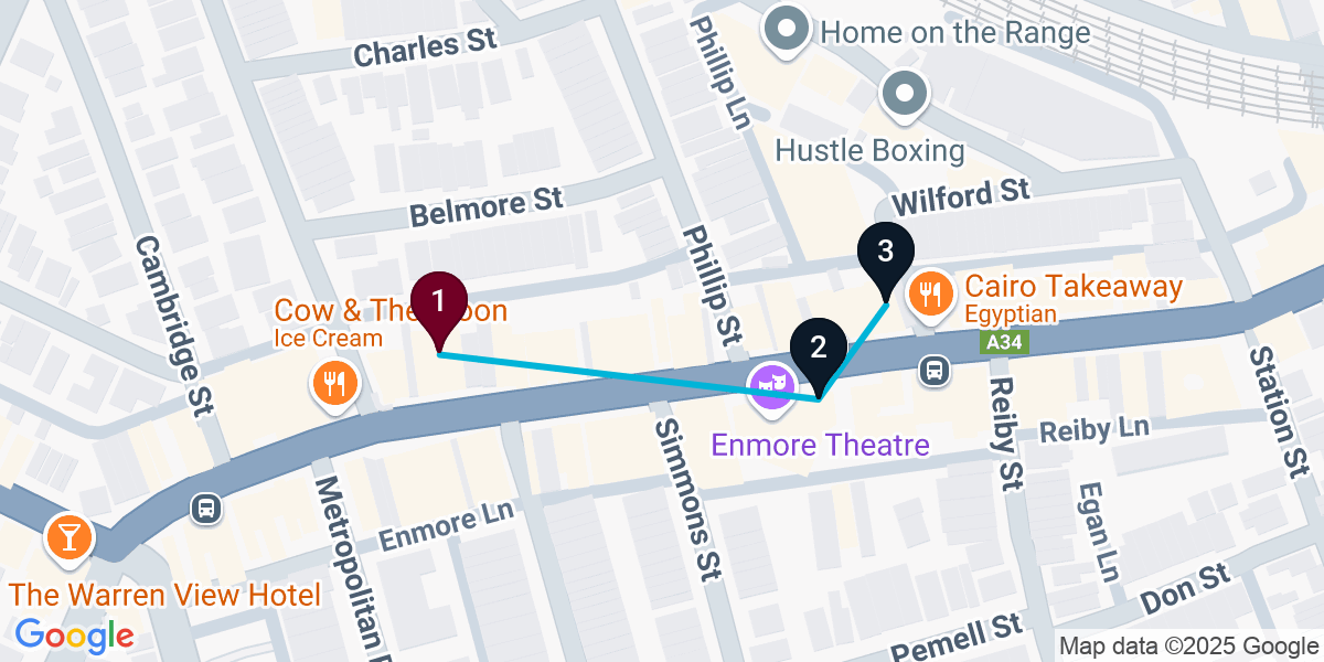 Map for 3-Stop Enmore Bar Crawl