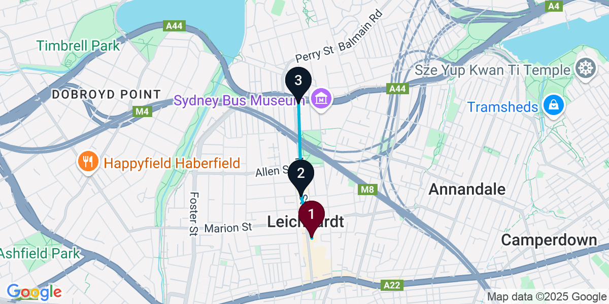 Map for 3-Stop Leichhardt Rooftop Bar Crawl