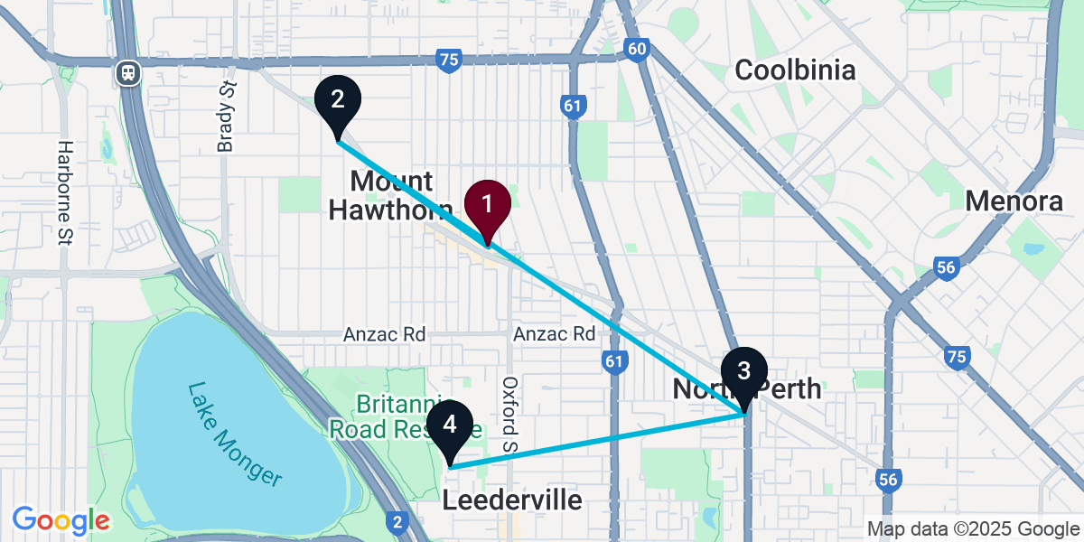 Map for 4-Stop Mount Hawthorn Nightclub Bar Crawl