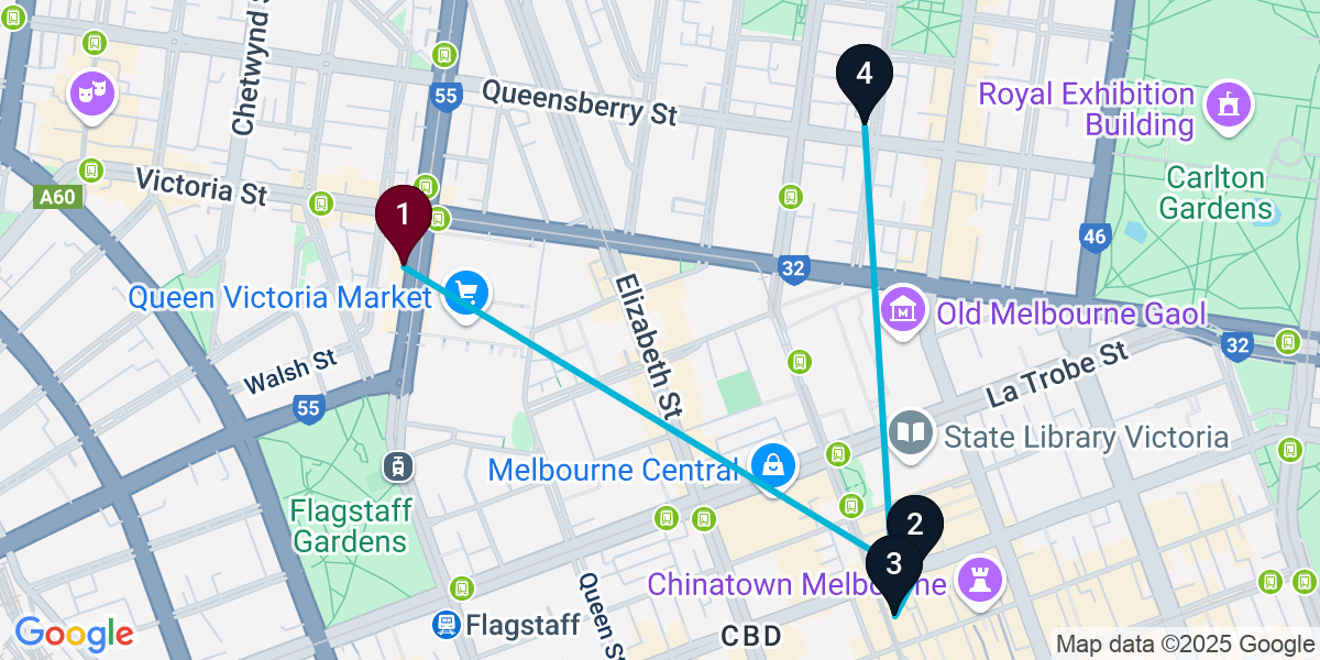 Map for Melbourne Cocktail Bar Crawl