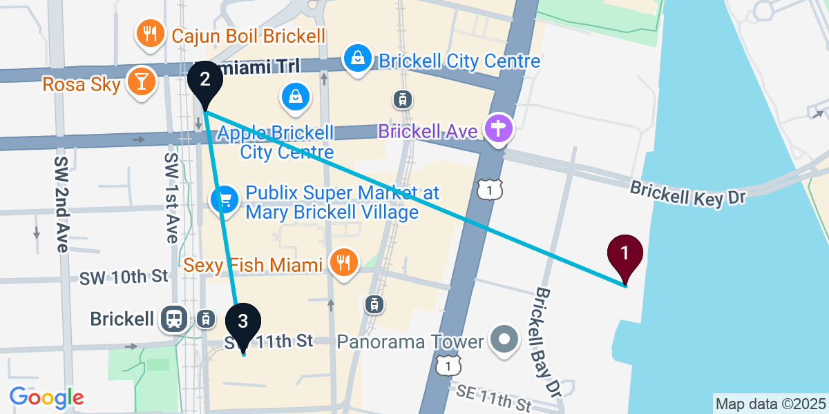 Map for Quick Brickell Cocktail Bar Crawl