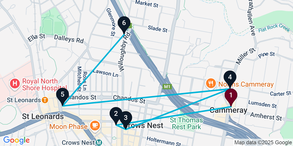 Map for 6-Stop Cammeray Wine bar Bar Crawl