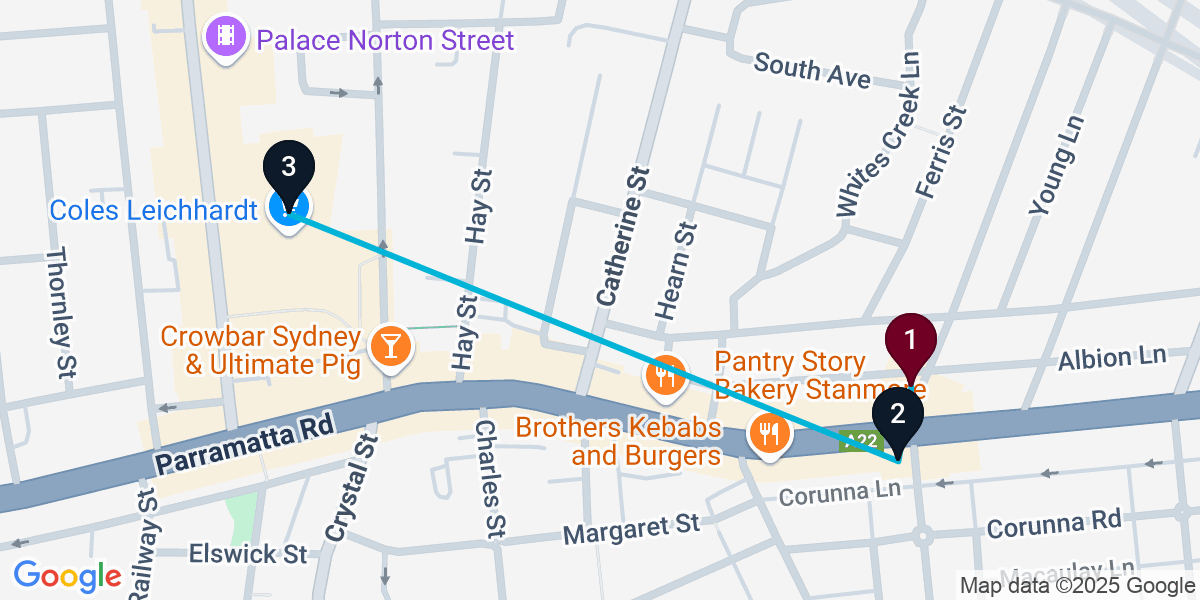 Map for 3-Stop Annandale Wine bar Bar Crawl