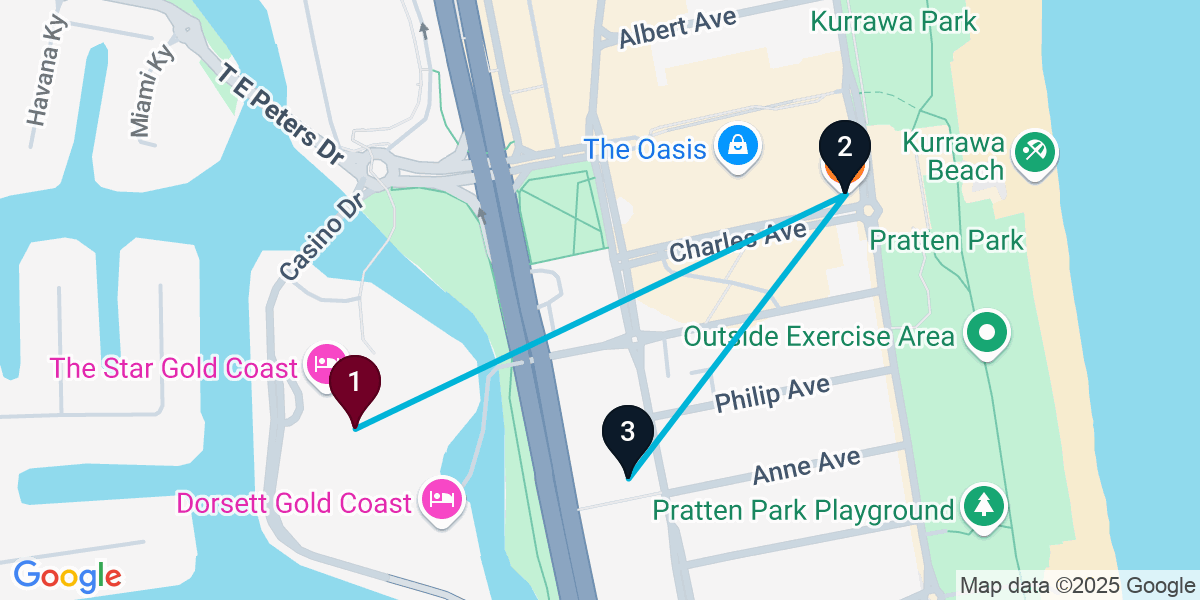 Map for Broadbeach Pub Crawl