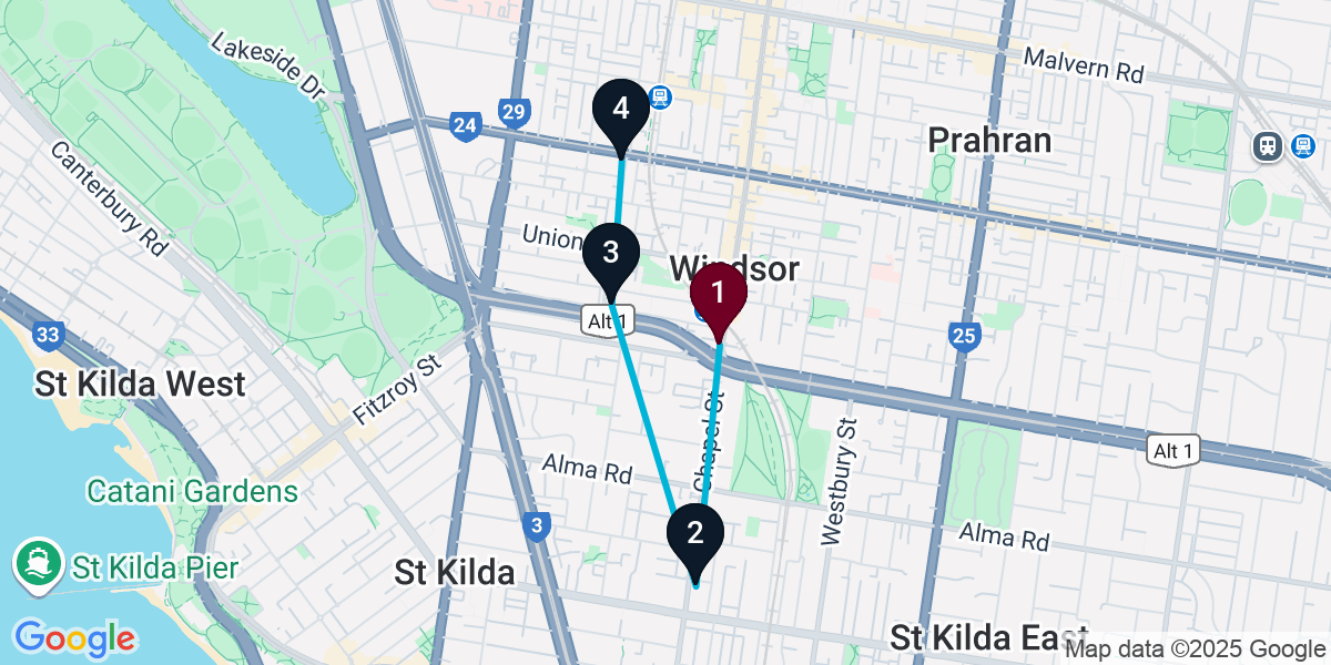 Map for 4-Stop Windsor Pub Crawl