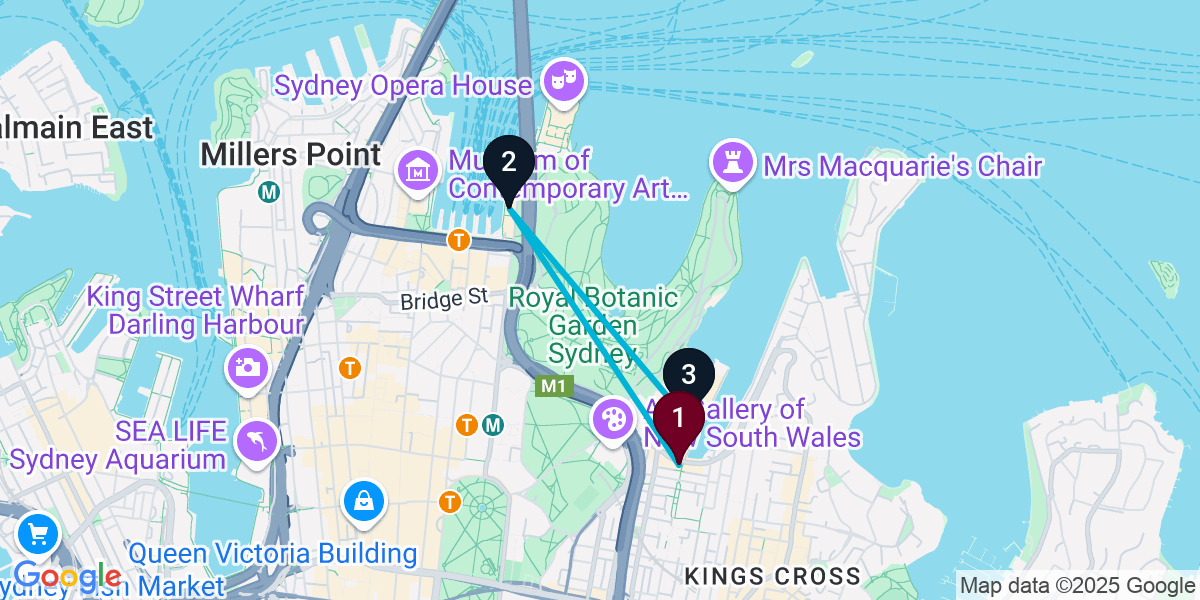 Map for 3-Stop Woolloomooloo Sports bar Bar Crawl