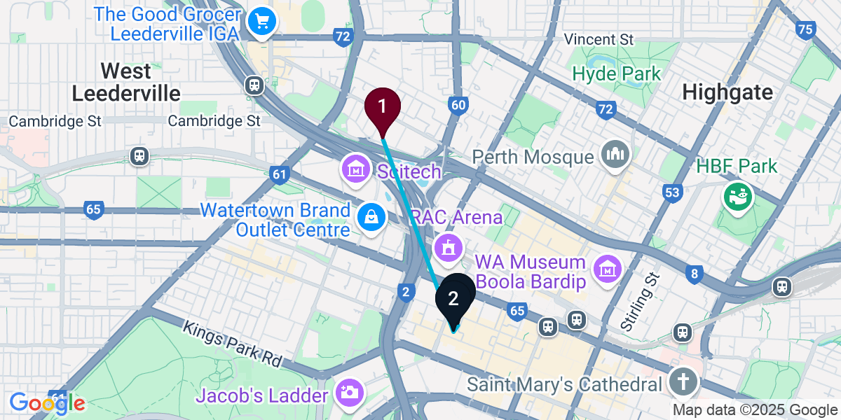 Map for 3-Stop West Perth Bar Crawl