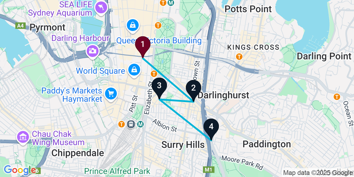 Map for 4-Stop Sydney Brewery Bar Crawl