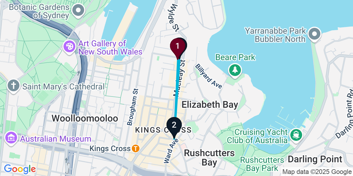 Map for 3-Stop Potts Point Bar Crawl