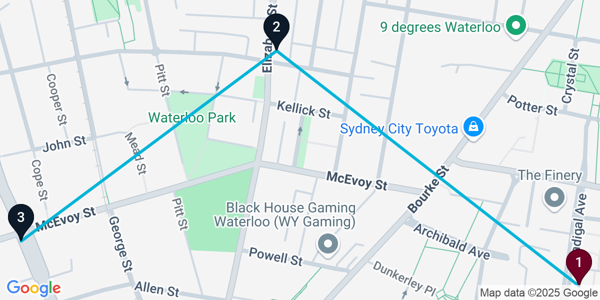 Map for 3-Stop Waterloo Pub Bar Crawl